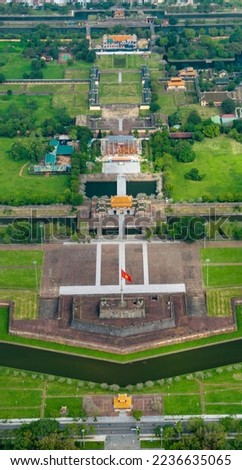 Panoramic image of Hue imperial city. Hue which was a capital city of the Nguyen Dynasty for 140 years date back from 1805 until 1945.