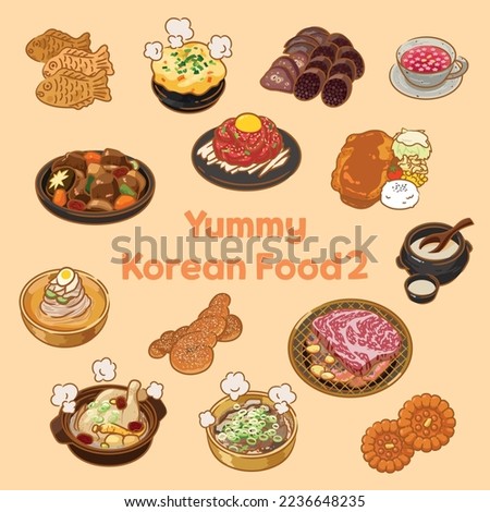 Delicious Korean Food Illustration Vector File 2nd Royalty-Free Stock Photo #2236648235