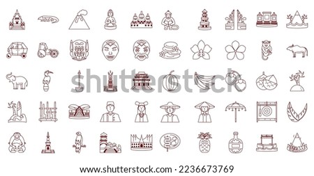vector image set of 50 culture of india icons with white background