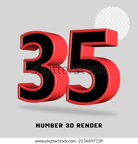 3D render number black red color