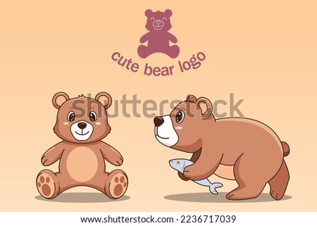 Cute baby bear character cartoon flat style, Woodland, Print Design, vector illustrations