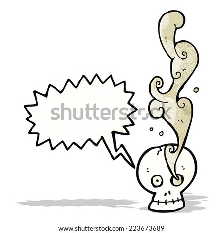 spooky smoking skull cartoon