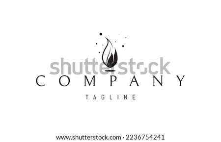 Vector logo on which an abstract image of leaves in the form of a fiery flame.