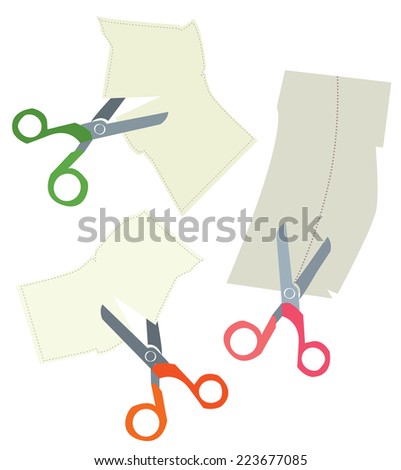 Scissors and paper coupons set - hand drawn design