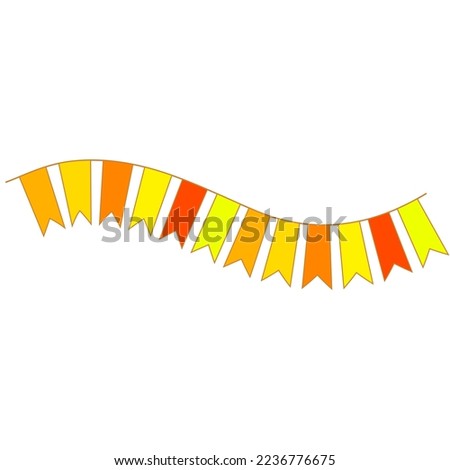 Decoration of ribbon flags birthday parties. Decoration banner flags for parties. Colorful hanging ribbons for parties illustration.