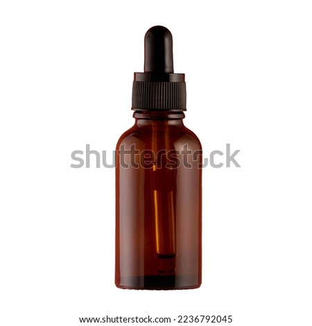 Essential Oil Bottle on White Background. copy space.