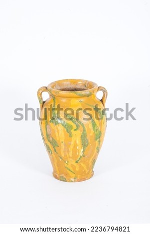 Antique retro Vintage handmade Ceramic objects Asian decorative home wares abstract pastel background images made of different alternative compositions on white background Macro shot buying now. 