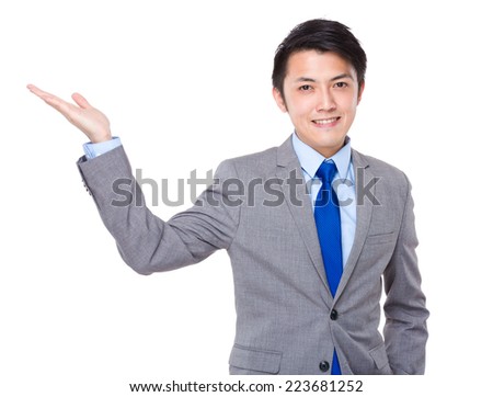 Businessman with hand show with blank sign