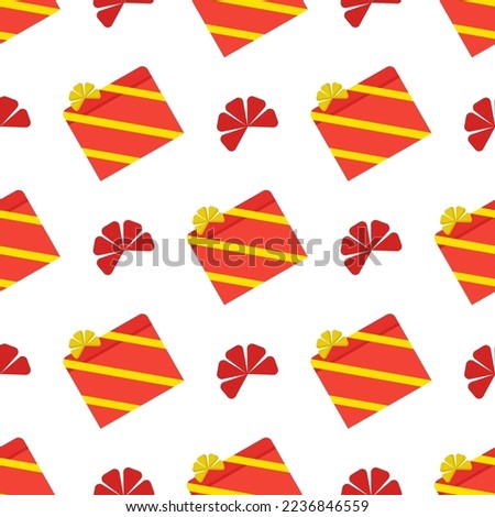 Pattern of red gift box on white background. Vector isolated image for holiday packaging or web