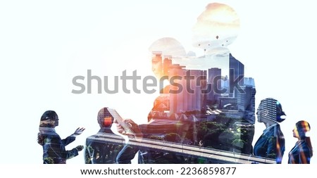 Group of business people outlines with lit background Royalty-Free Stock Photo #2236859877