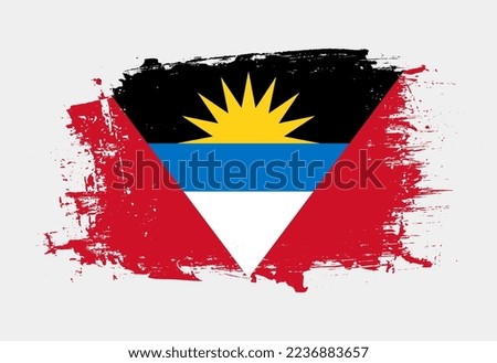 Brush painted national emblem of Antigua and Barbuda country on white background