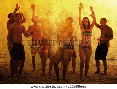 Young people enjoying a summer beach party.