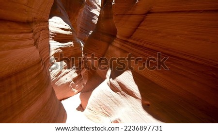 Slow motion of amazing Antelope Canyon in summer season, red rocks.