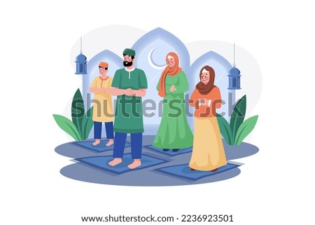 Eid Mubarak Illustration concept. A flat illustration isolated on white background