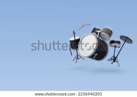 3d Vector Black Drum set, Music and Instrument concept, Eps 10 Vector. Royalty-Free Stock Photo #2236940201