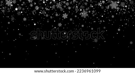Winter snow snowflakes on black background. Vector Royalty-Free Stock Photo #2236961099
