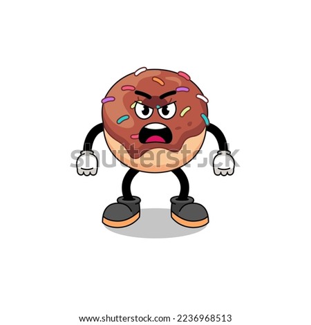 donuts cartoon illustration with angry expression , character design