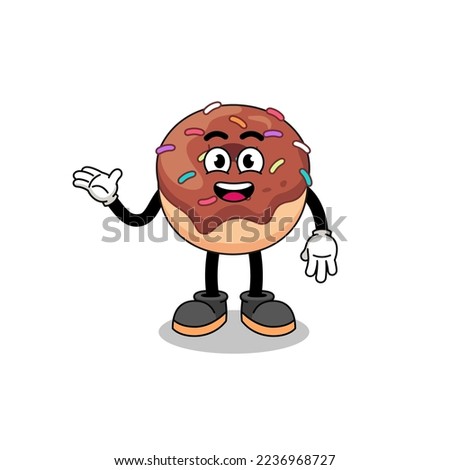 donuts cartoon with welcome pose , character design