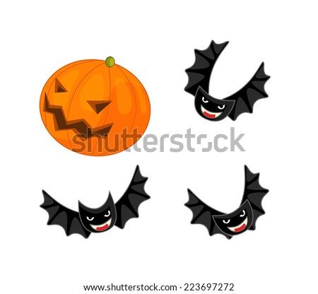 Cartoon halloween set - elements on white background - illustation for children