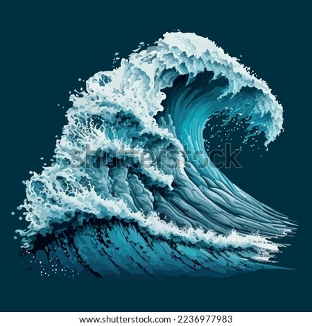 Stormy sea wave with foam. Vector illustration