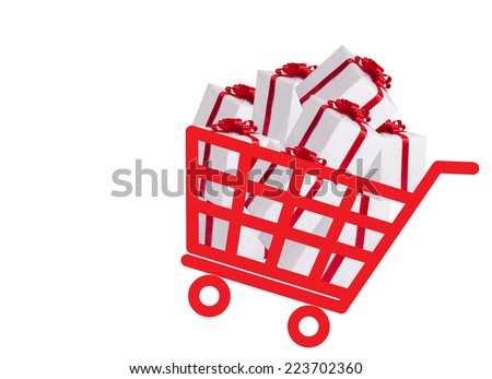 Shopping basket with gift boxes