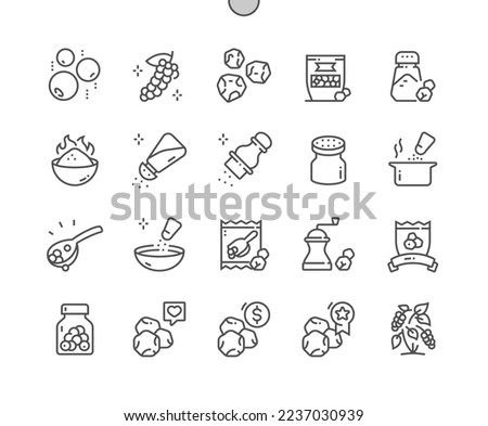 Black pepper. Spice and cooking. ?ulinary ingredient. Food shop, supermarket. Menu for cafe. Pixel Perfect Vector Thin Line Icons. Simple Minimal Pictogram Royalty-Free Stock Photo #2237030939