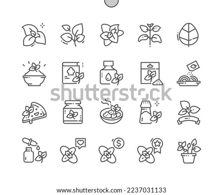 Oregano leaves. Spice. Food with oregano. Cooking, recipes and price. Food shop, supermarket. Pixel Perfect Vector Thin Line Icons. Simple Minimal Pictogram Royalty-Free Stock Photo #2237031133