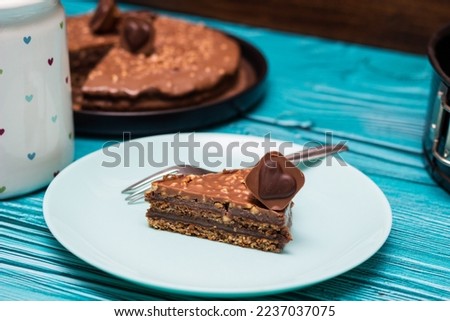 A slice of homemade chocolate cake