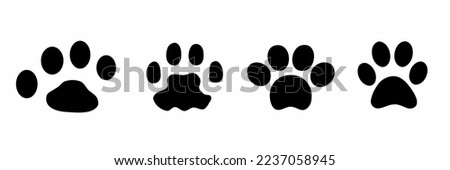 Collection of cat and dog paws icon. Stock vector