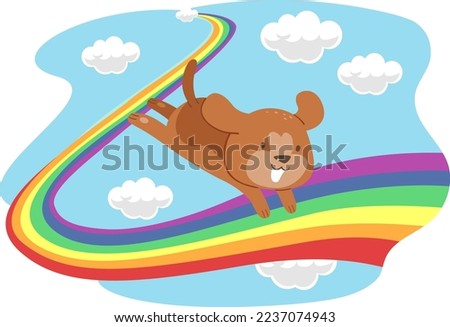 Illustration of Dog Running on Rainbow Bridge
