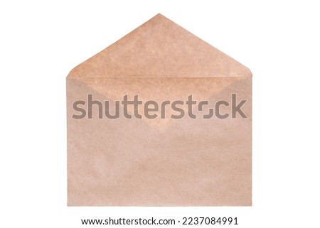 open brown mail envelope isolated on white background. High quality photo