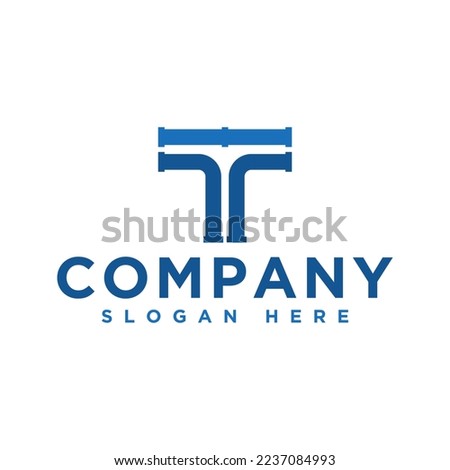 letter T and pipe logo icon and vector