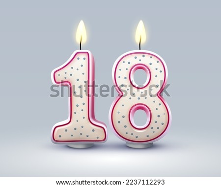 Happy Birthday years. 18 anniversary of the birthday, Candle in the form of numbers. Vector illustration