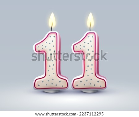 Happy Birthday years. 11 anniversary of the birthday, Candle in the form of numbers. Vector illustration