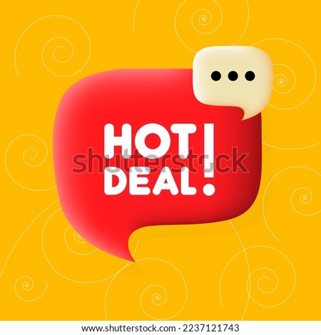 Hot deal banner. Speech bubble with Hot deal text. Business concept. 3d illustration. Spiral background. Vector line icon for business and advertising. Royalty-Free Stock Photo #2237121743