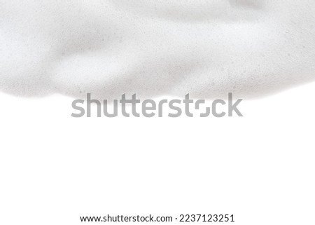 Soap foam texture on a white background with an empty place for an inscription Royalty-Free Stock Photo #2237123251