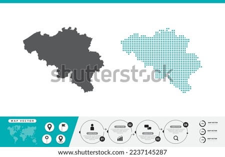 Belgium map of dots gray and green for presentation. Set couple pixel creative concept for infographic.