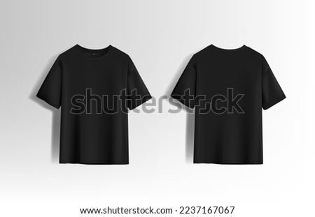 Men black T-shirt. Realistic mockup. Short sleeve T-shirt template on background. Royalty-Free Stock Photo #2237167067