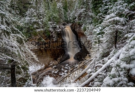 First snow at Miners Falls in the Pictured Rocks National Lakeshore.