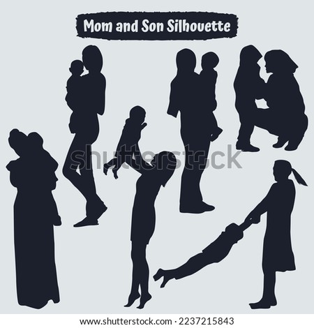 Collection of mom and Son silhouettes in different poses