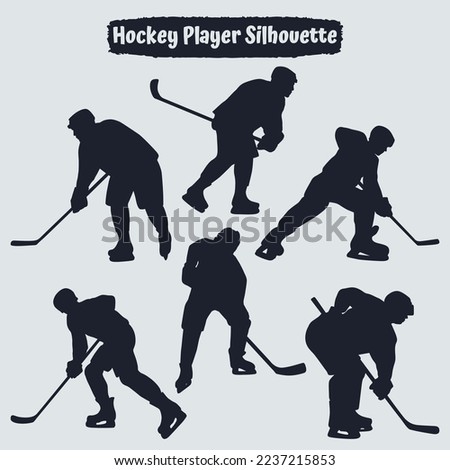Collection of Hockey player silhouettes in different poses