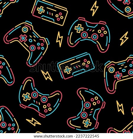 Vector Gamer seamless Pattern | Game controller digital download seamless pattern | Video game seamless Pattern Royalty-Free Stock Photo #2237222545