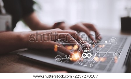 DevOps concept, software development and IT operations, agile programming Royalty-Free Stock Photo #2237270109
