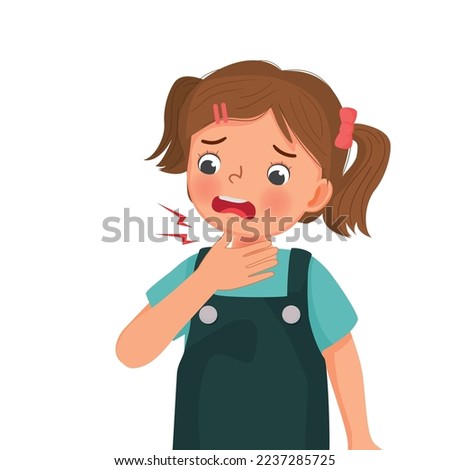 cute little girl suffering from sore throat touching her painful and swelling neck as symptoms of flu and allergy
 Royalty-Free Stock Photo #2237285725