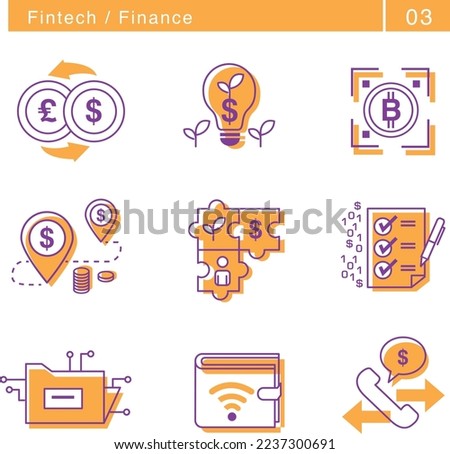 Fintech and Finance icon set