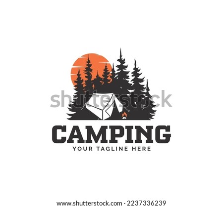 Camping logo design on white background, Vector illustration.