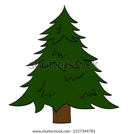 Cartoon Christmas tree. Vector illustration on a white background