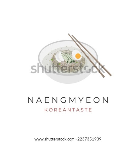 Naengmyeon Korean Cold Noodles Vector Illustration Logo Royalty-Free Stock Photo #2237351939