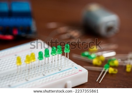 Close up color light emitting diodes(LED), LED is an electronic parts. Royalty-Free Stock Photo #2237355861
