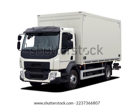 Small solo truck with delivery box Royalty-Free Stock Photo #2237366807